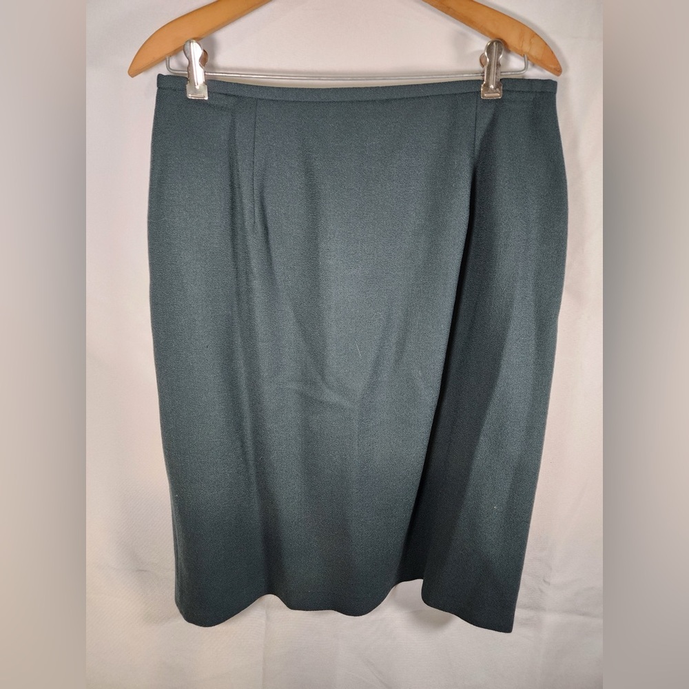 Jones New York Dark Green 100% Wool Pencil Skirt Size 12 RN 54050